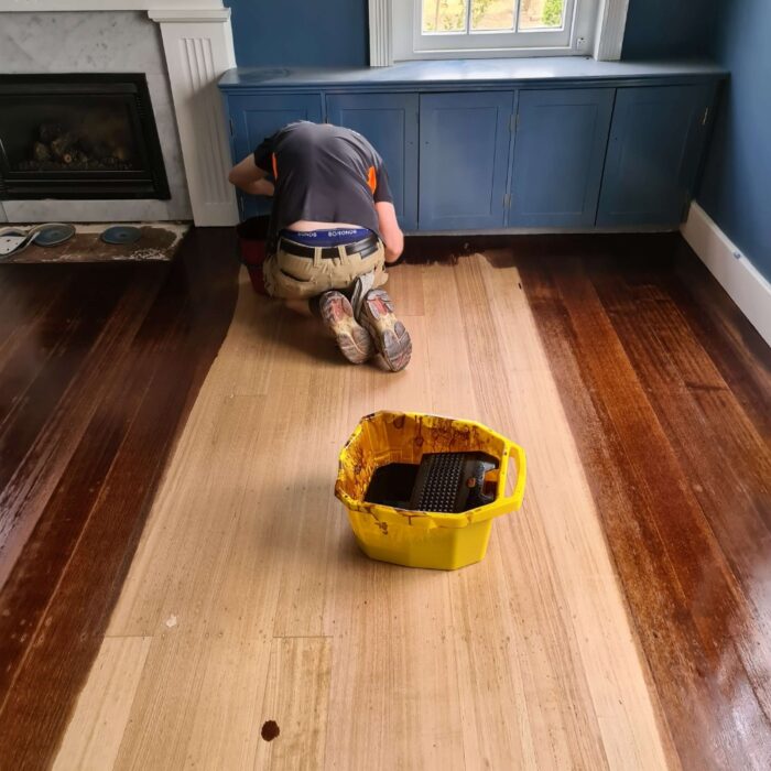 Stain of timber floor